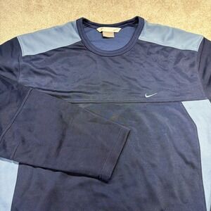 Vintage Nike Long Sleeve Lightweight Shirt Mens XL Blue Polyester Workout Gym